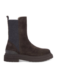 Brunello Cucinelli Women Suede Chelsea Boot With Luggage Sole