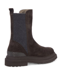 Brunello Cucinelli Women Suede Chelsea Boot With Luggage Sole