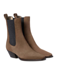Brunello Cucinelli Women Chelsea Boot In Suede With Precious Loop Detail