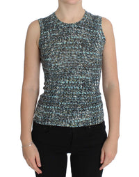 Dolce & Gabbana Blue Wool Sweater Sleeveless Women's Pullover
