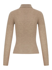Max Mara Max Mara Women Beige Ribbed Knit Polo Shirt