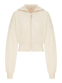 Sportmax Women Ribbed Wool Cardigan With Wide Collar