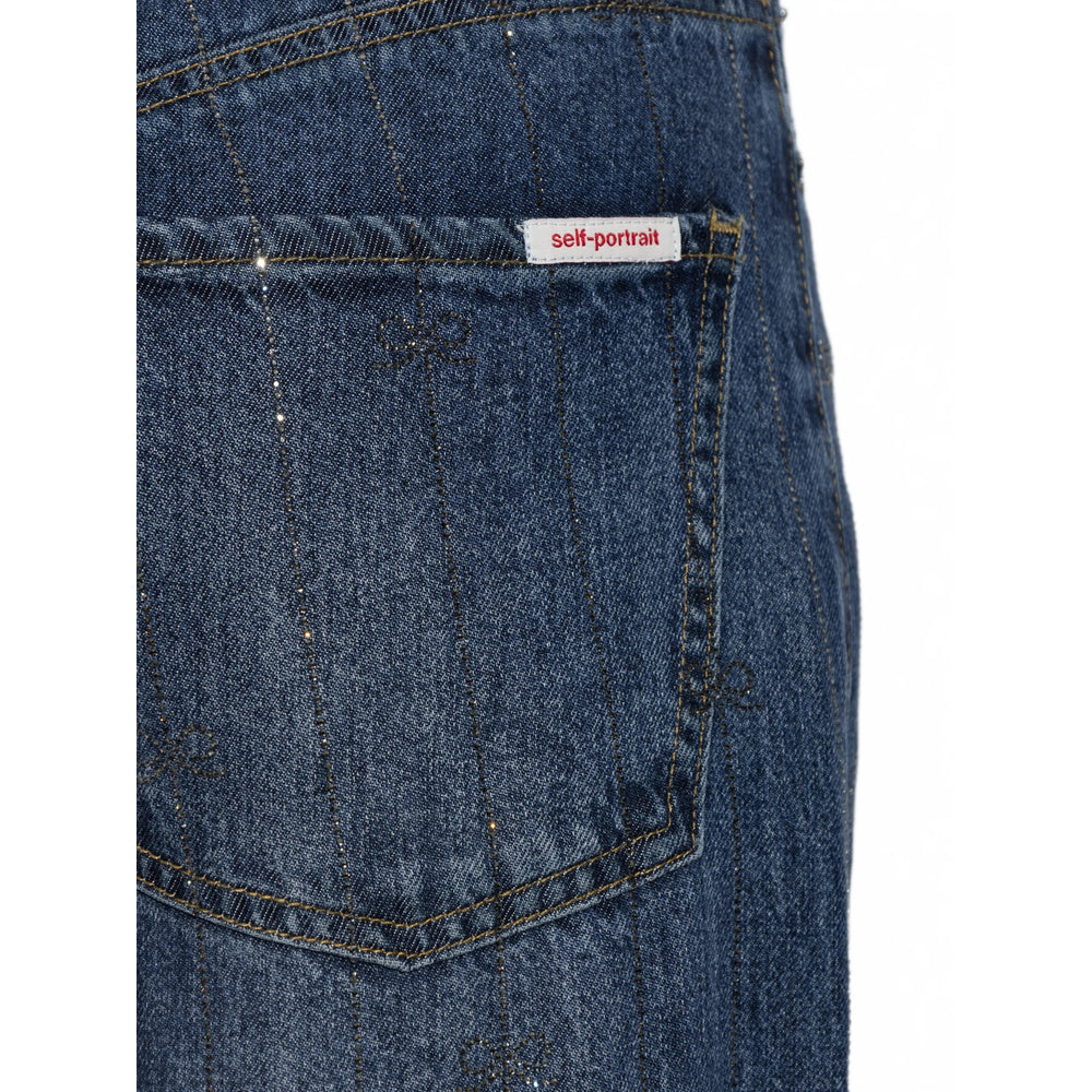 Self-portrait Self-Portrait Blue Denim - Wide-Leg Jeans Women