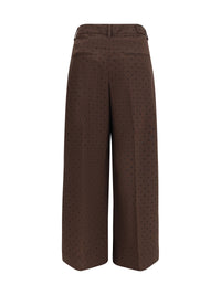 Ganni Women Flocked Plaid Crossover Pants