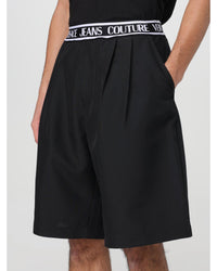Versace Jeans Couture Tailored Shorts with Branded Waistband Men Black