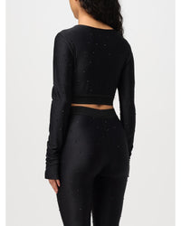 Versace Jeans Couture Embellished LongSleeve Crop Top Women Black