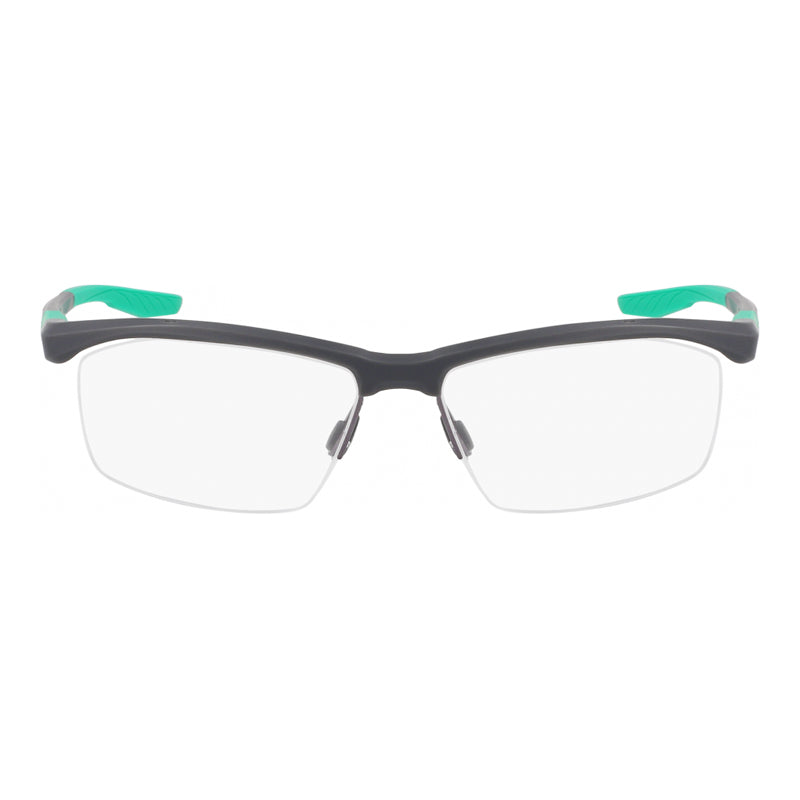 Nike Nike Eyeglasses Rectangle Semi Rim, Matte Dark Grey Frame and Clear Demo Lens Lens NIKE7402034