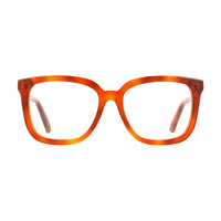 Gucci Eyeglasses Square Full Rim, Blonde Havana Frame and Clear Demo Lenses Lens GG1319O002