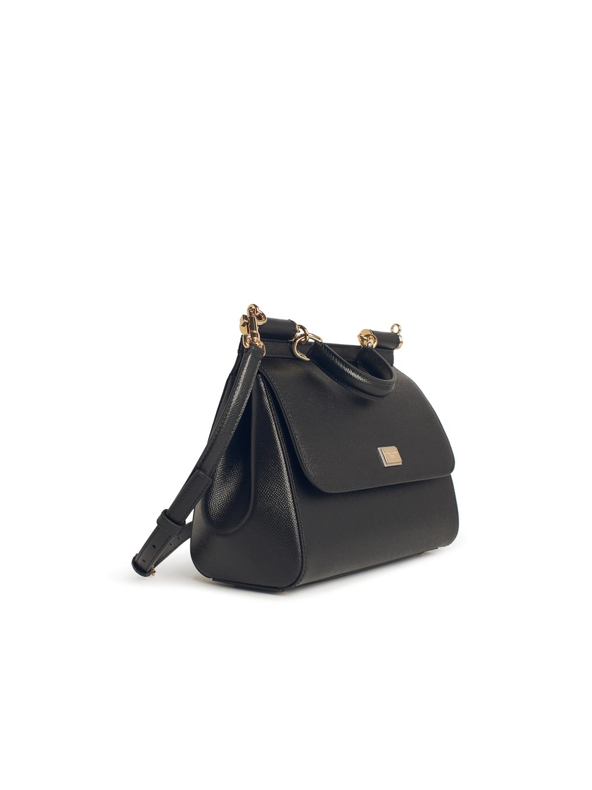 Dolce & Gabbana Large 'Sicily' Black Leather Bag Women