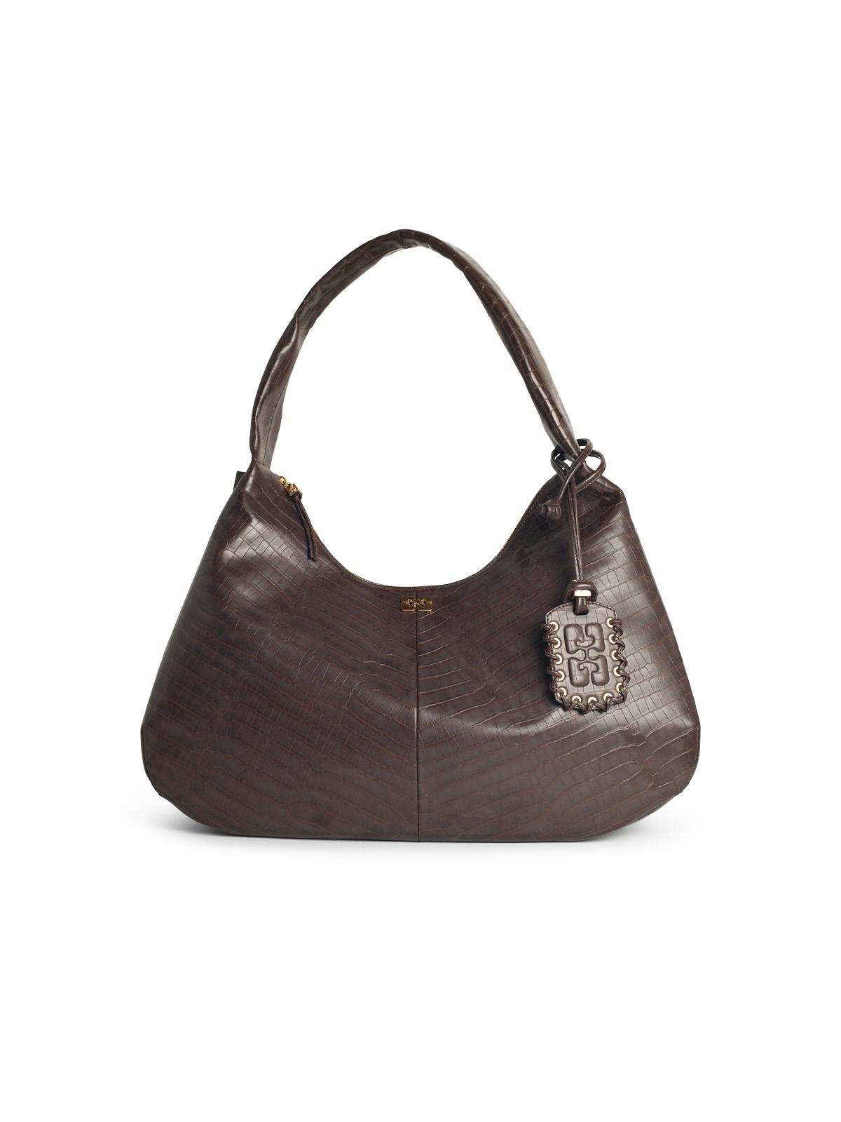 GANNI Ganni 'Bou Croco Xxl' Brown Recycled Leather Blend Bag Women