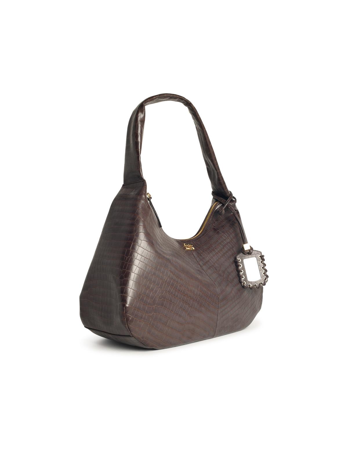 GANNI Ganni 'Bou Croco Xxl' Brown Recycled Leather Blend Bag Women