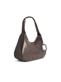 GANNI Ganni 'Bou Croco Xxl' Brown Recycled Leather Blend Bag Women