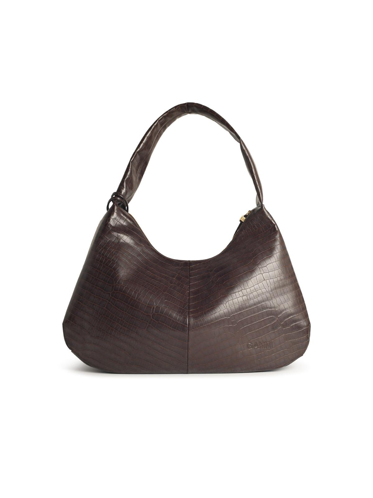 GANNI Ganni 'Bou Croco Xxl' Brown Recycled Leather Blend Bag Women
