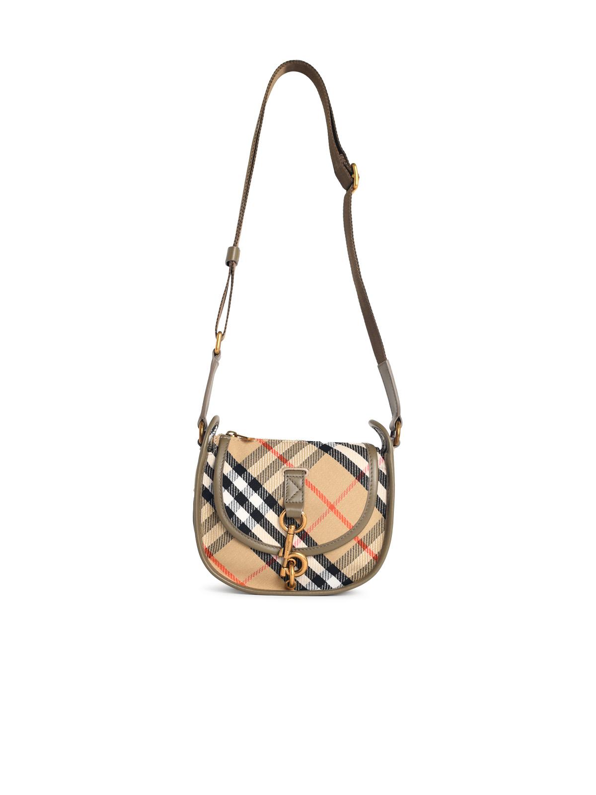 BURBERRY Burberry 'B Clip' Mini Messenger Bag In Beige Sand Cotton Blend Women