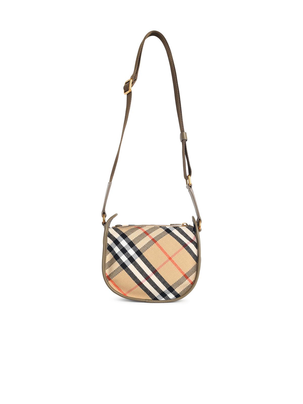 BURBERRY Burberry 'B Clip' Mini Messenger Bag In Beige Sand Cotton Blend Women