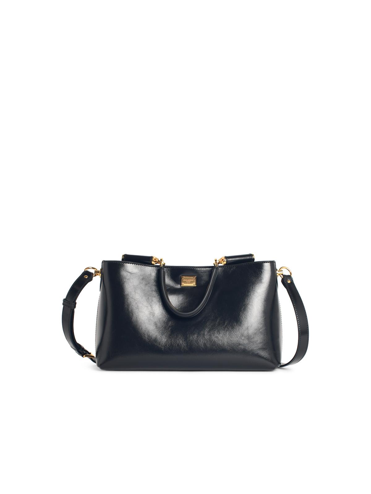 Dolce & Gabbana Large 'My Sicily' Black Leather Bag Women