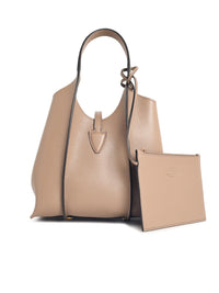 Tod's T Timeless Mini Shopping Bag In Beige Leather Women