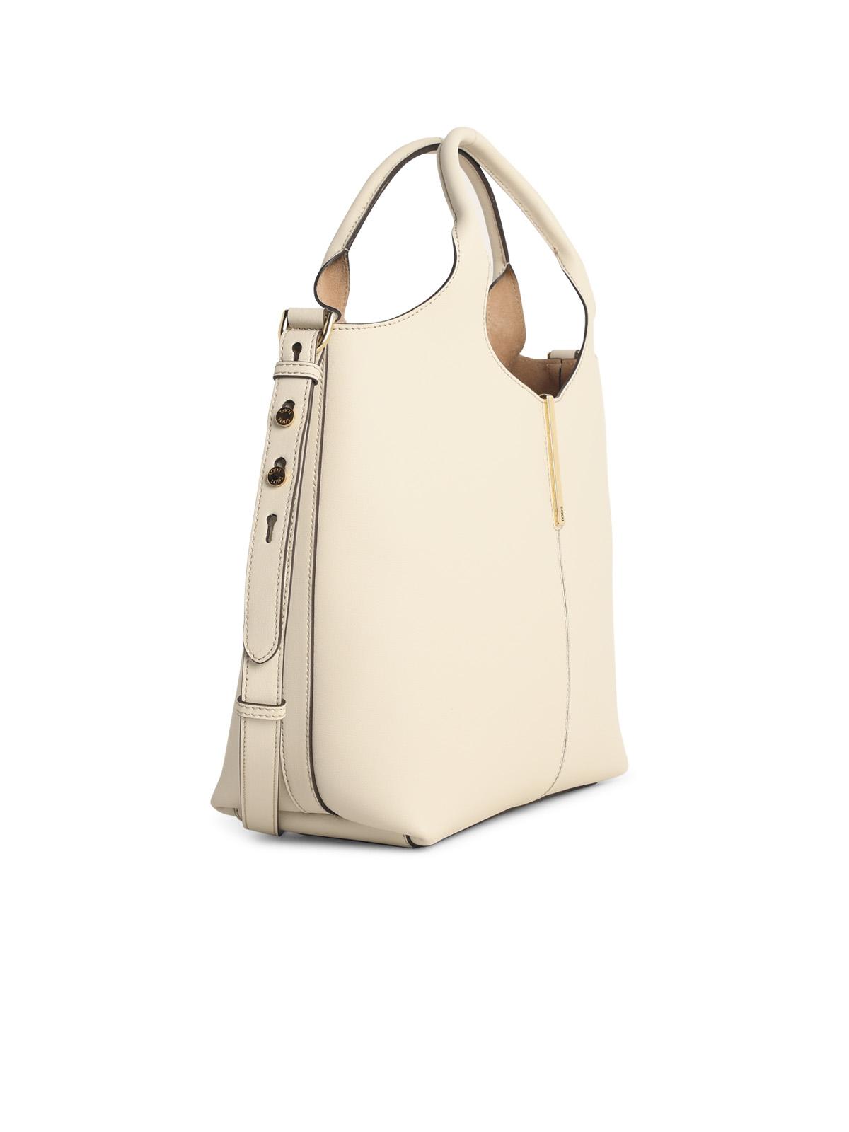 Tod's Small 'Shopping Tote' Cream Leather Bag Women