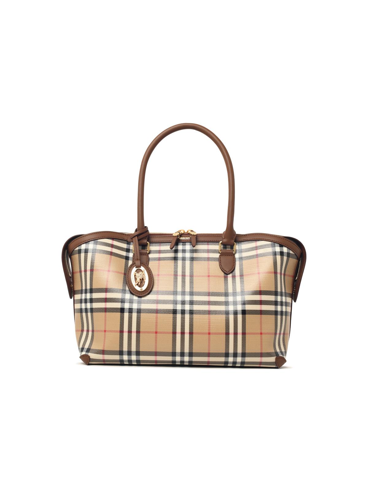 Burberry Small 'Tote Vintage' Beige Cotton Zippered Bag Women