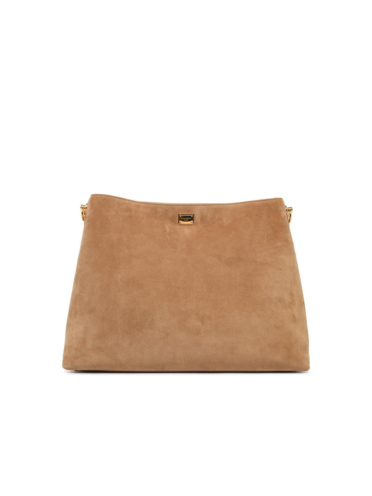 Dolce & Gabbana Large 'Vittoria' Shoulder Bag In Beige Suede Women