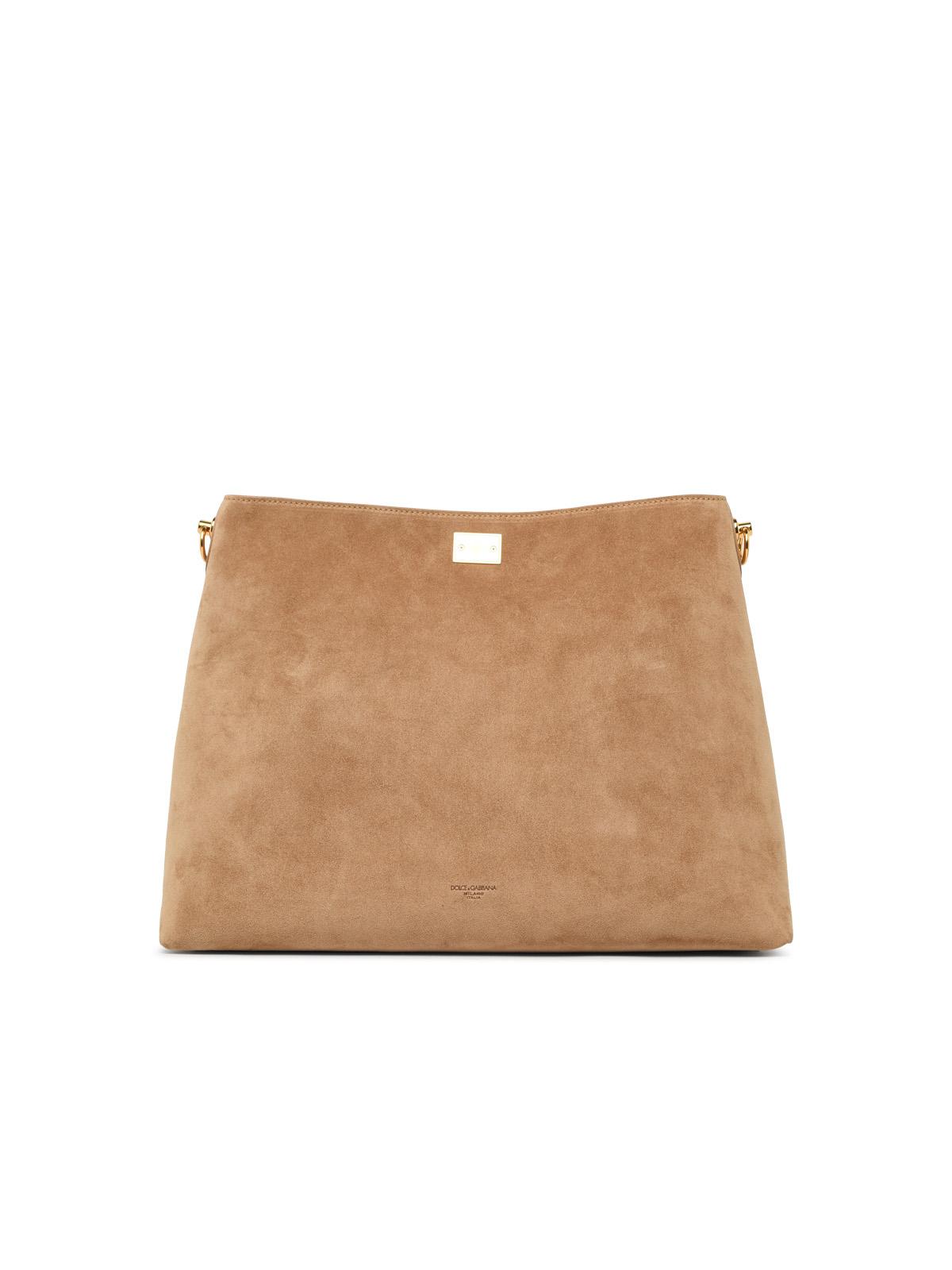 Dolce & Gabbana Large 'Vittoria' Shoulder Bag In Beige Suede Women