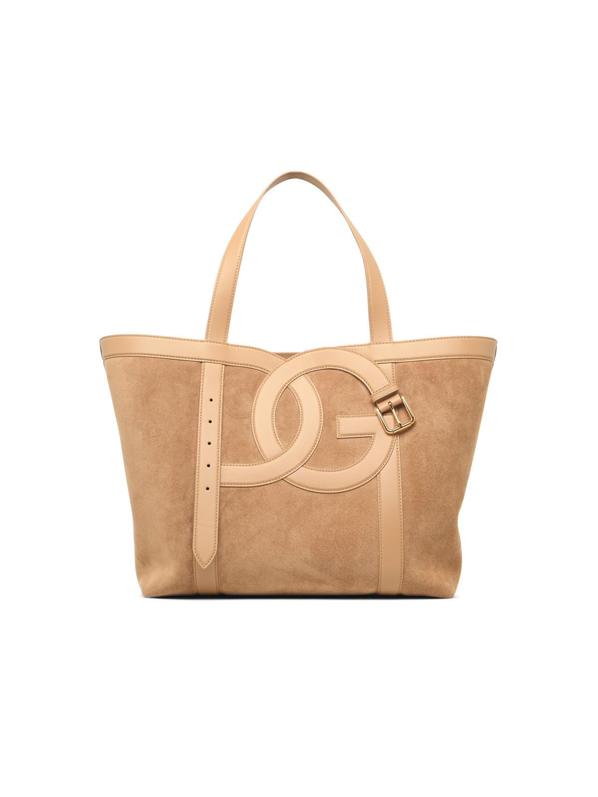 DOLCE & GABBANA Dolce & Gabbana 'Shopping Dg Belt' Beige Suede Bag Women