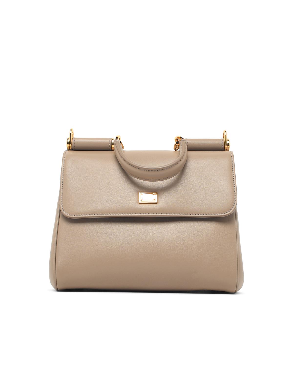 DOLCE & GABBANA Dolce & Gabbana 'My Sicily' Small Beige Leather Bag Women