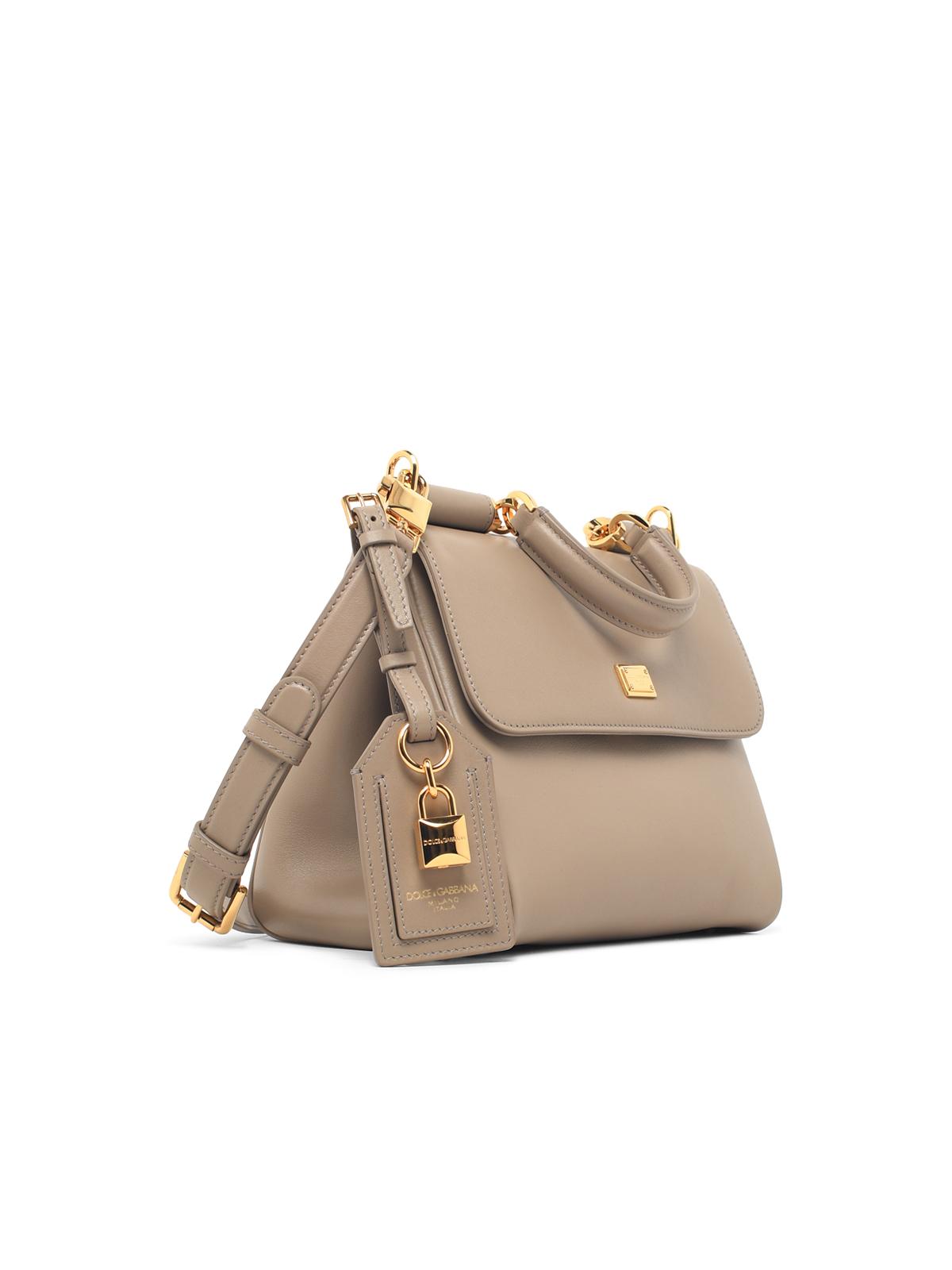DOLCE & GABBANA Dolce & Gabbana 'My Sicily' Small Beige Leather Bag Women