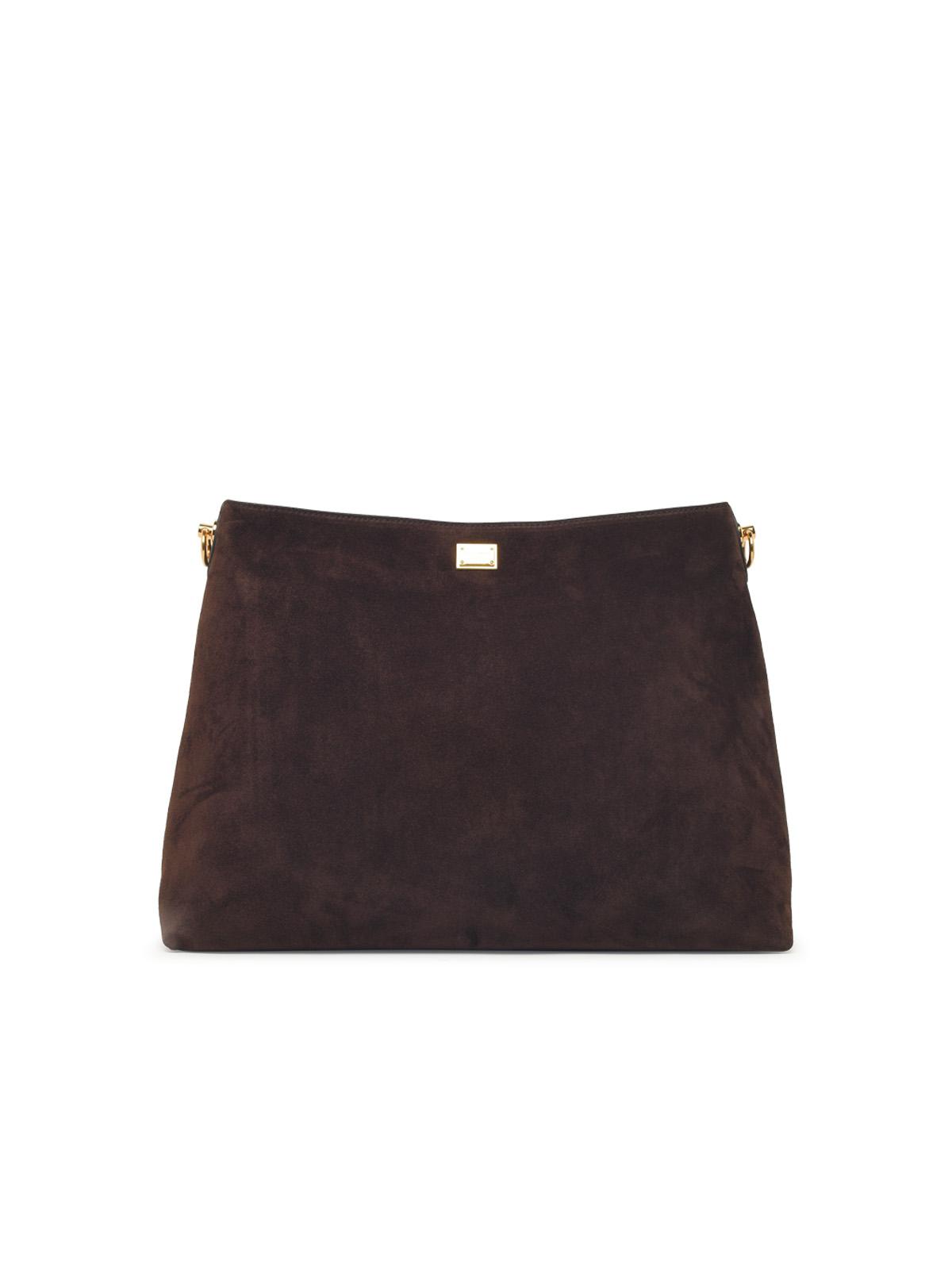 Dolce & Gabbana Large 'Vittoria' Shoulder Bag In Brown Suede Women