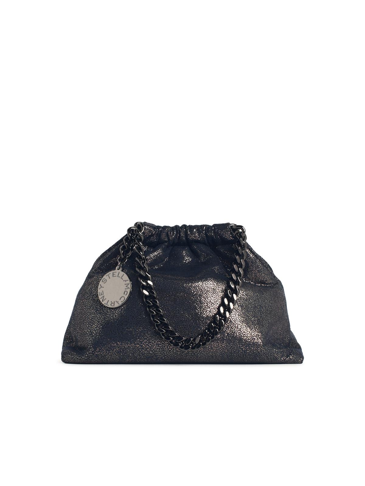 Stella Mccartney 'Falabella' Mini Bag With Dark Navy 'Shaggy Deer' Drawstring Women