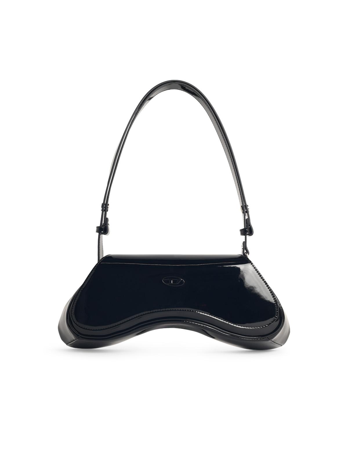 Diesel 'Play' Crossbody Bag In Glossy Black Polyurethane Women
