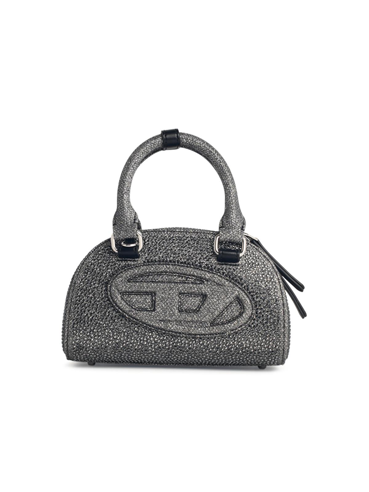 Diesel 'Dr Dome Bowling' Black Glitter Fabric Bag Women