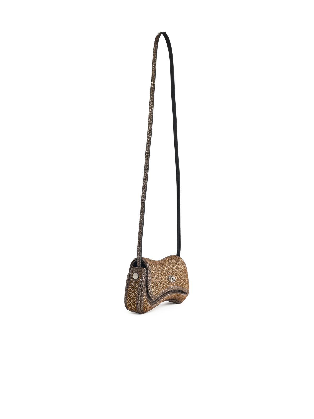 DIESEL Diesel 'Play' Small Crossbody Bag In Gold Polyester Blend Women