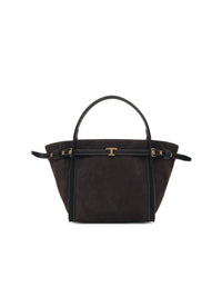 Tod's 'T Signature' Dark Brown Suede Shopping Bag Women