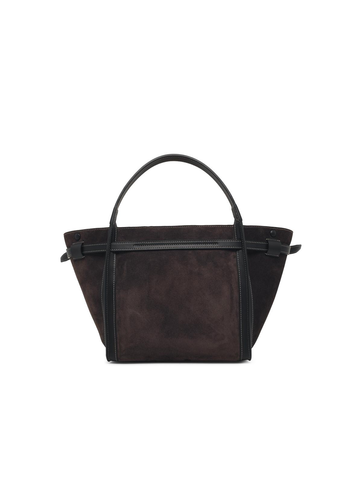 Tod's 'T Signature' Dark Brown Suede Shopping Bag Women