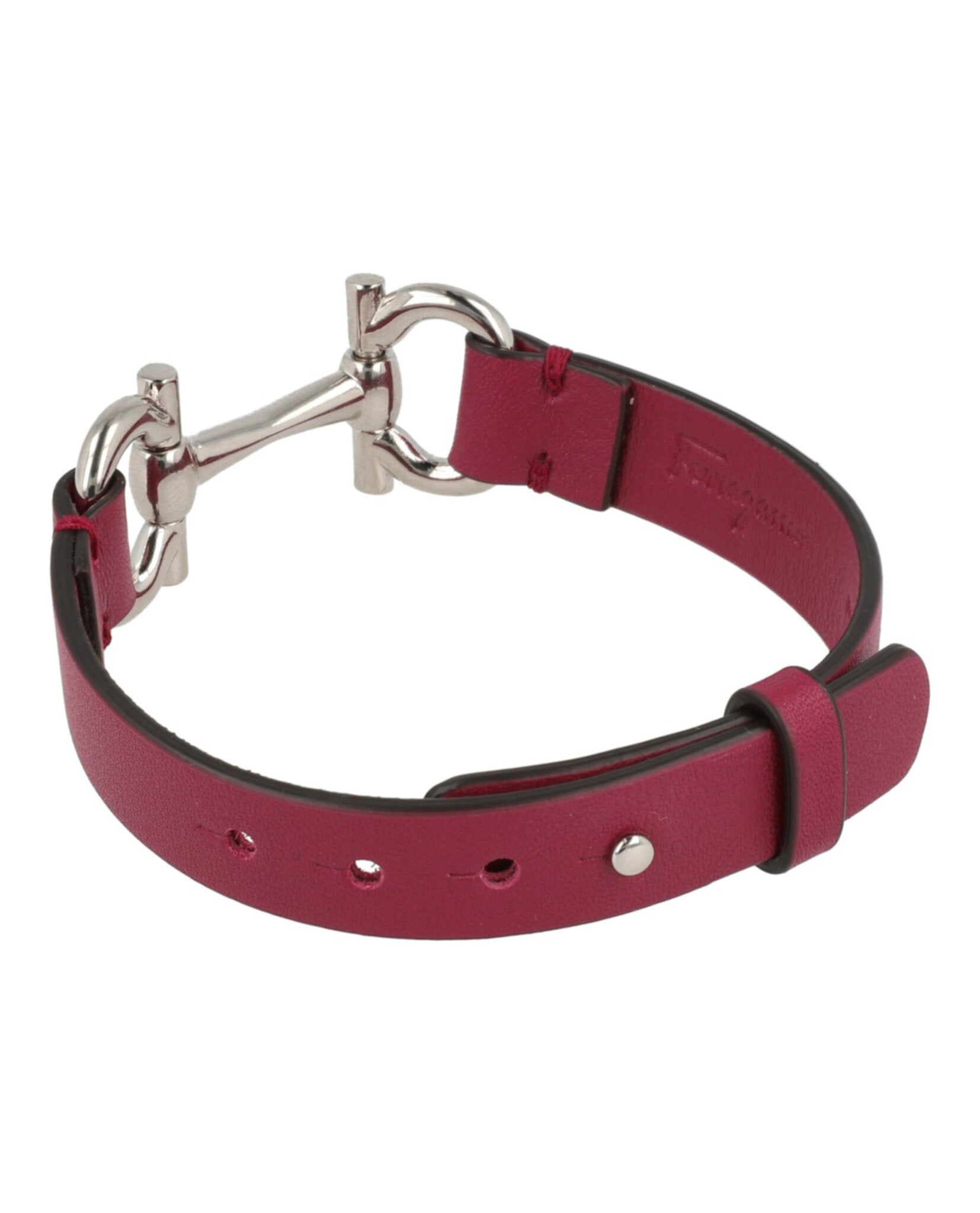 Ferragamo Mens Double Gancini Leather Bracelet