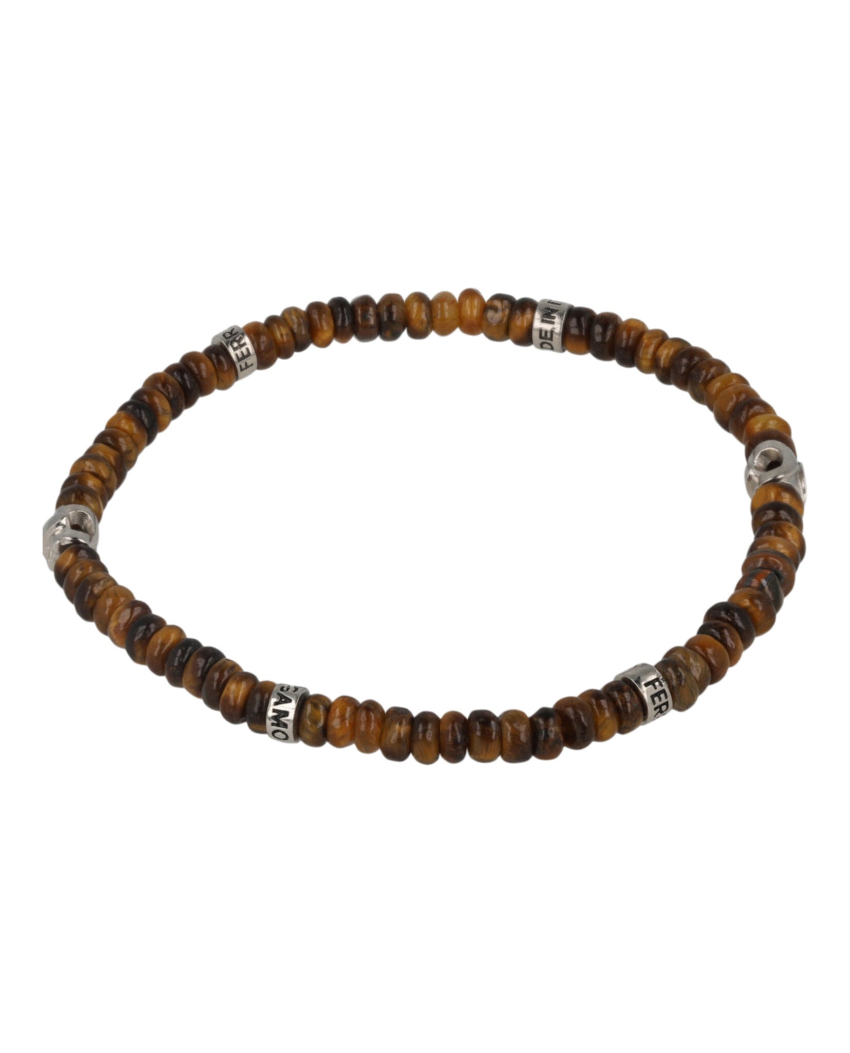 Ferragamo Mens Small Tiger Eye Beadstone Bracelet