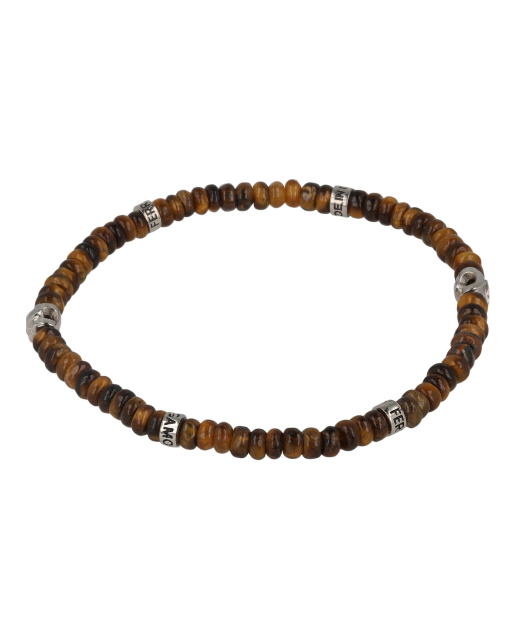 Ferragamo Mens Medium Tiger Eye Beadstone Bracelet