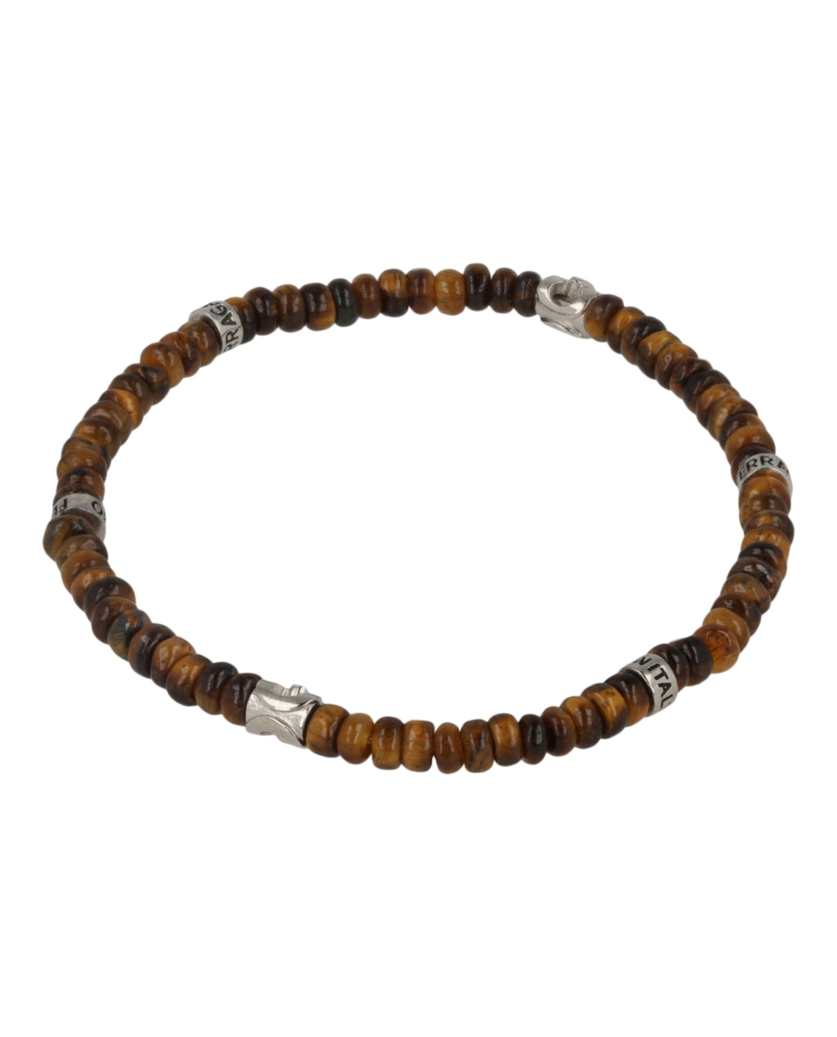 Ferragamo Mens Medium Tiger Eye Beadstone Bracelet