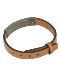 Ferragamo Mens Embossed Geometric Accent On A Leather Bracelet