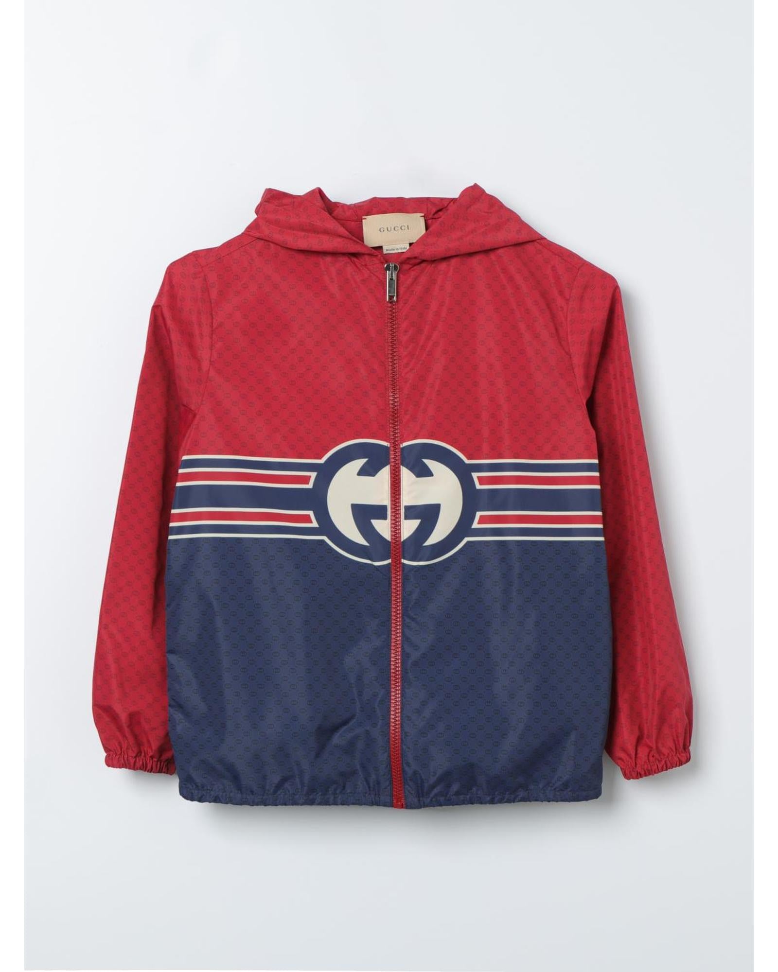 Gucci Kids Hooded Jacket Water Resistant Blue