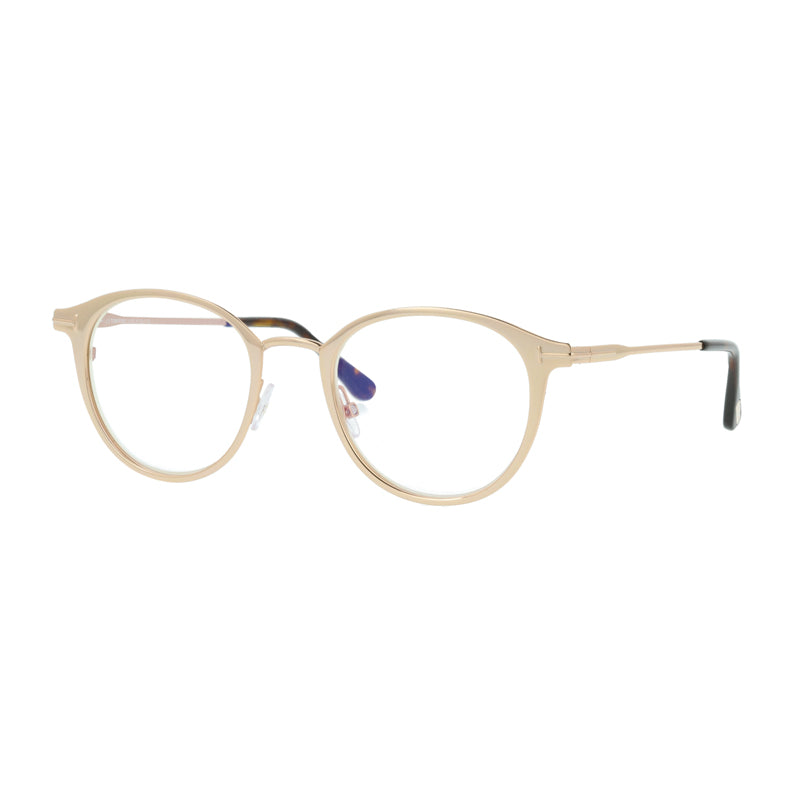 Tom Ford Tom Ford Eyeglasses Round Full Rim, Matte Rose Gold Frame and Clear/Blue-Light Block Lenses Lens FT5528-B029