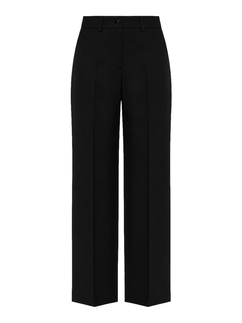 Moncler Women Wide-Leg Wool Trousers With A Patch On The Back
