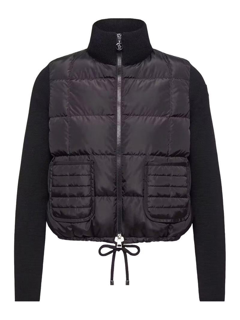 Moncler Women Padded Wool Zip-Up Cardigan With Check Quilting