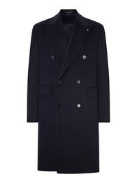 Tagliatore Men Double-Breasted Cloth Coat With Peak Lapel