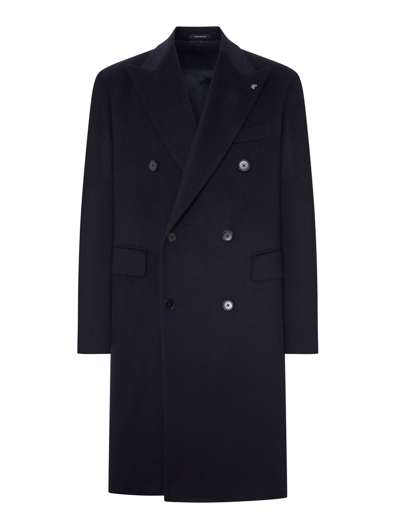 Tagliatore Men Double-Breasted Cloth Coat With Peak Lapel