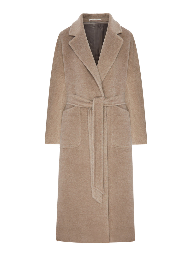 Tagliatore Women Long Beige Belted Coat