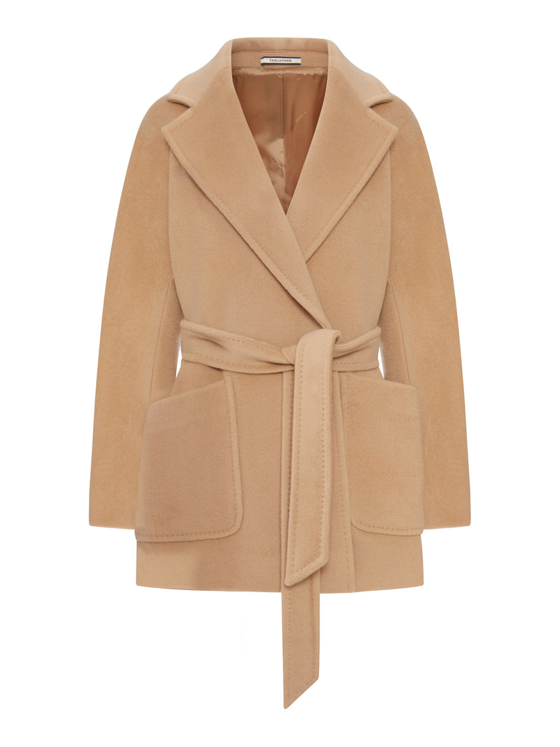 Tagliatore Women Short Belted Wool-Silk Blend Coat