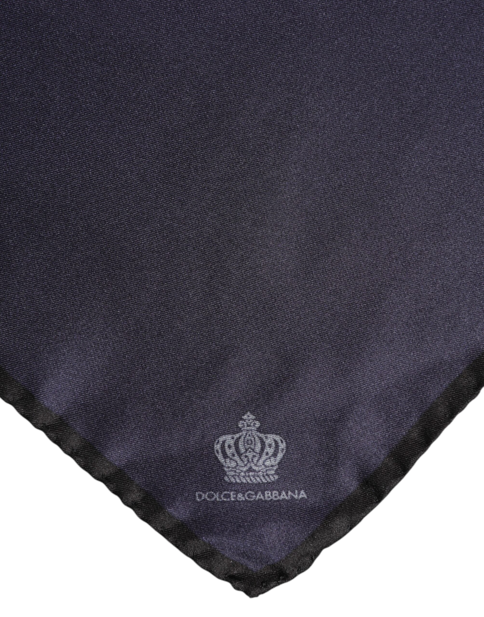 Dolce & Gabbana Blue DG Crown Silk Square Men Foulard Men's Scarf