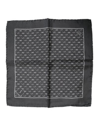 Dolce & Gabbana Black Fish Print Silk Square Men Foulard Men's Scarf